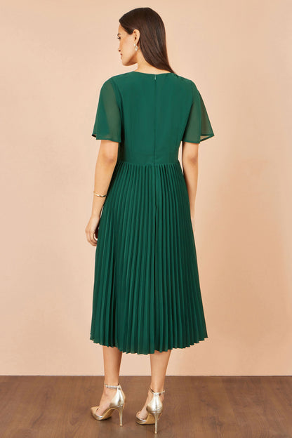 Yumi Green Sequin Embroidered Pleated Midi Dress – product image 4
