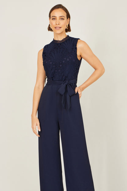 Yumi Navy Lace Sleeveless Jumpsuit – product image 1 of 6