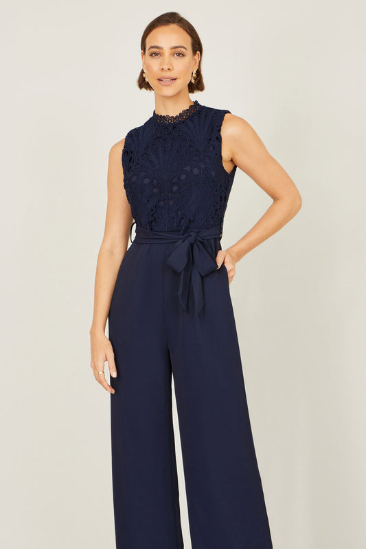 Yumi Navy Lace Sleeveless Jumpsuit – product image 1 of 6