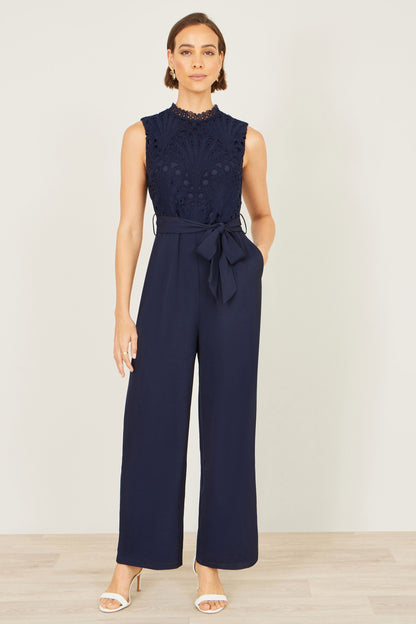 Yumi Navy Lace Sleeveless Jumpsuit – product image 3 of 6