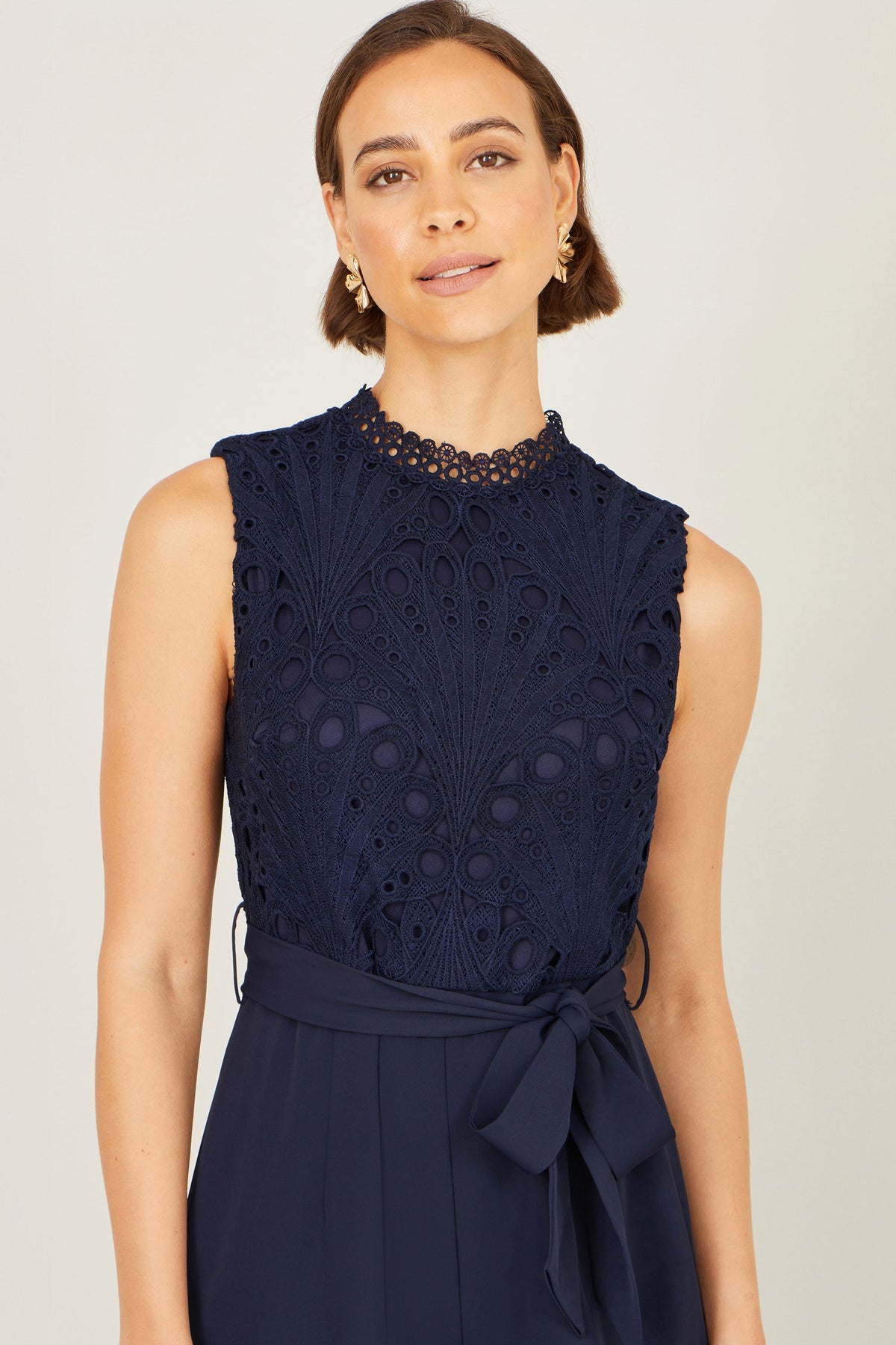 Yumi Navy Lace Sleeveless Jumpsuit – product image 2 of 6