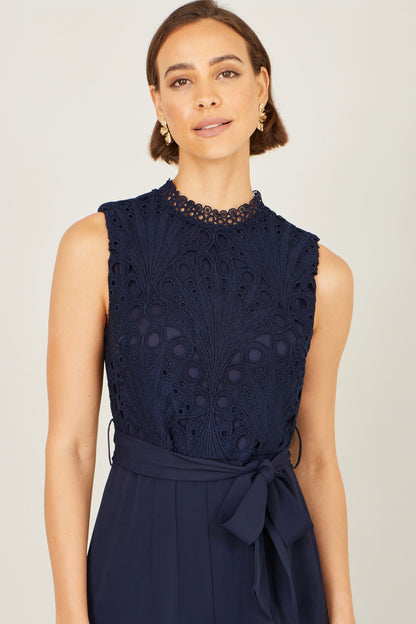Yumi Navy Lace Sleeveless Jumpsuit – product image 2 of 6