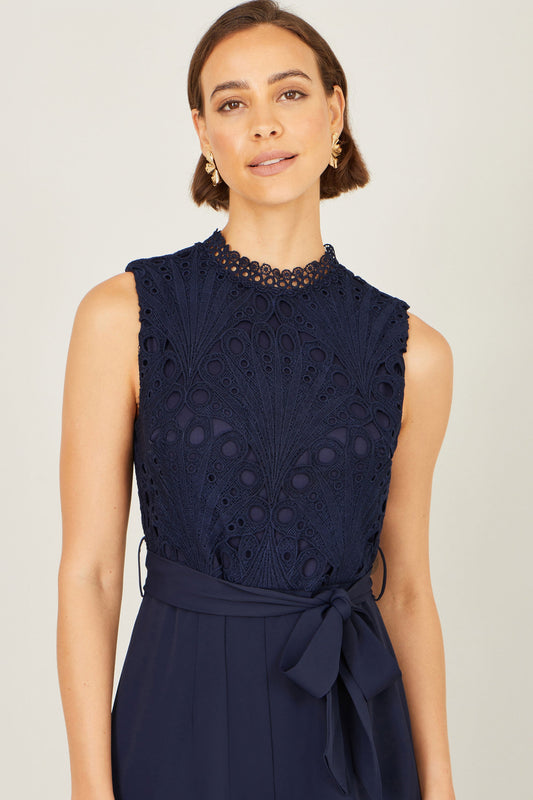 Yumi Navy Lace Sleeveless Jumpsuit – product image 2 of 6