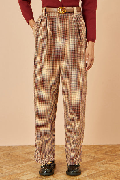 Yumi Brown Check Wide Leg Trousers – product image 2 of 4