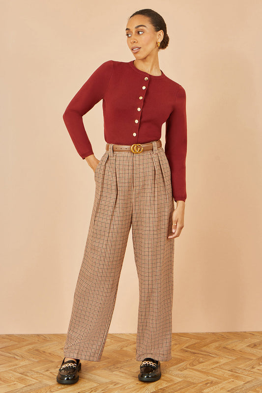 Yumi Brown Check Wide Leg Trousers – product image 1 of 4