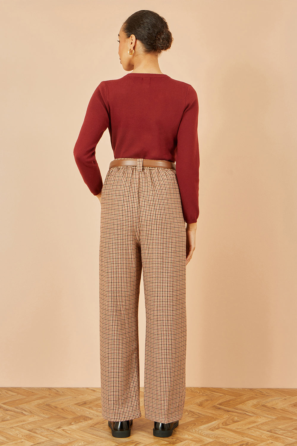 Yumi Brown Check Wide Leg Trousers – product image 3 of 4