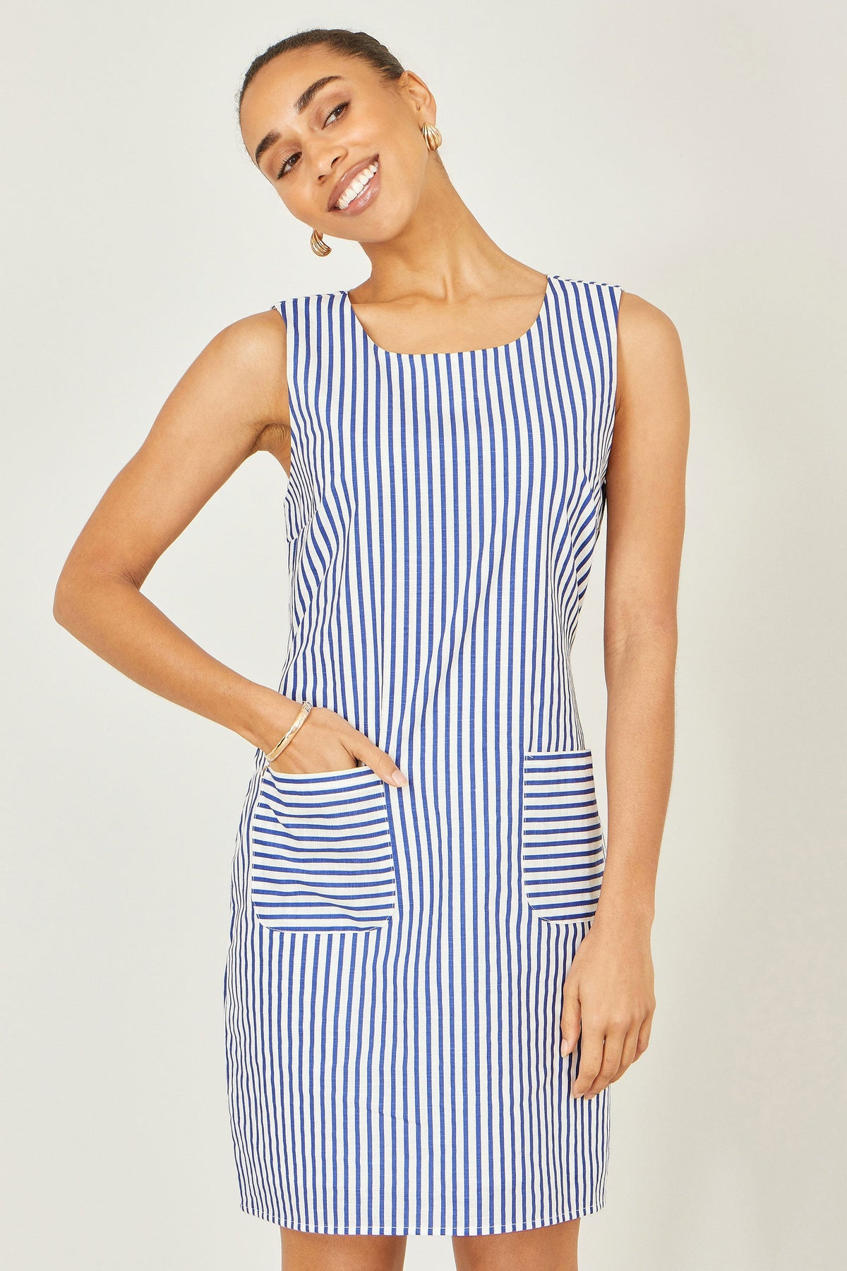 Yumi Navy Stripe Cotton Shift Dress – product image 5