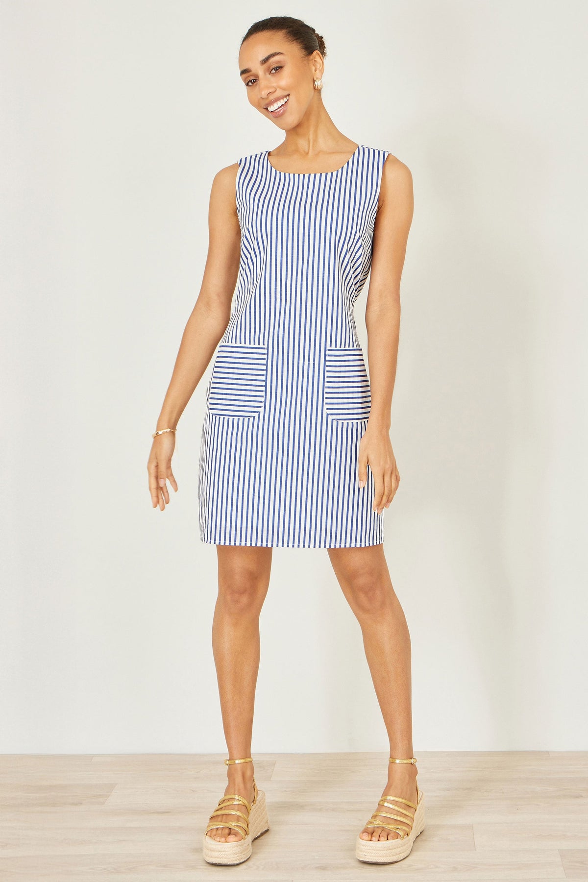 Yumi Navy Stripe Cotton Shift Dress – product image 3