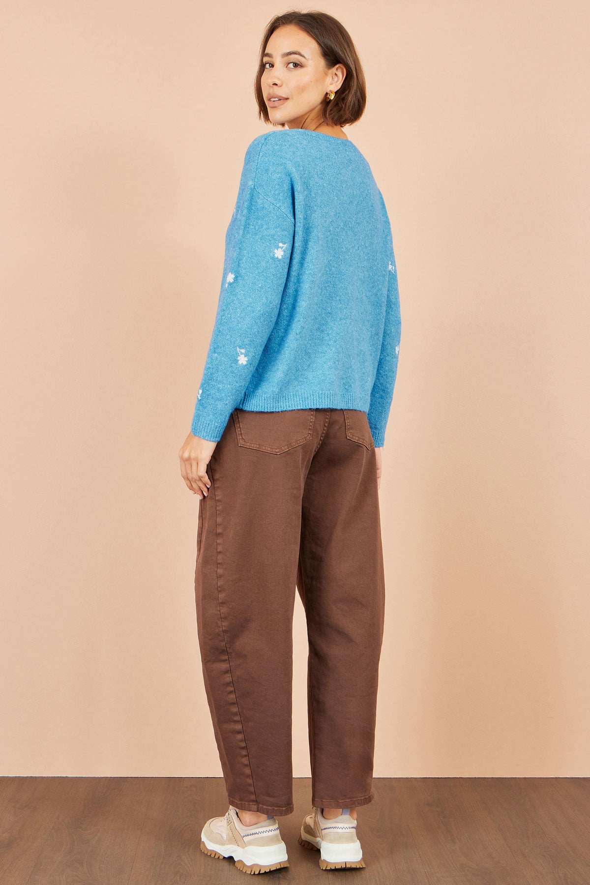 Yumi Blue Daisy Embroidered Relaxed Jumper – product image 4 of 6