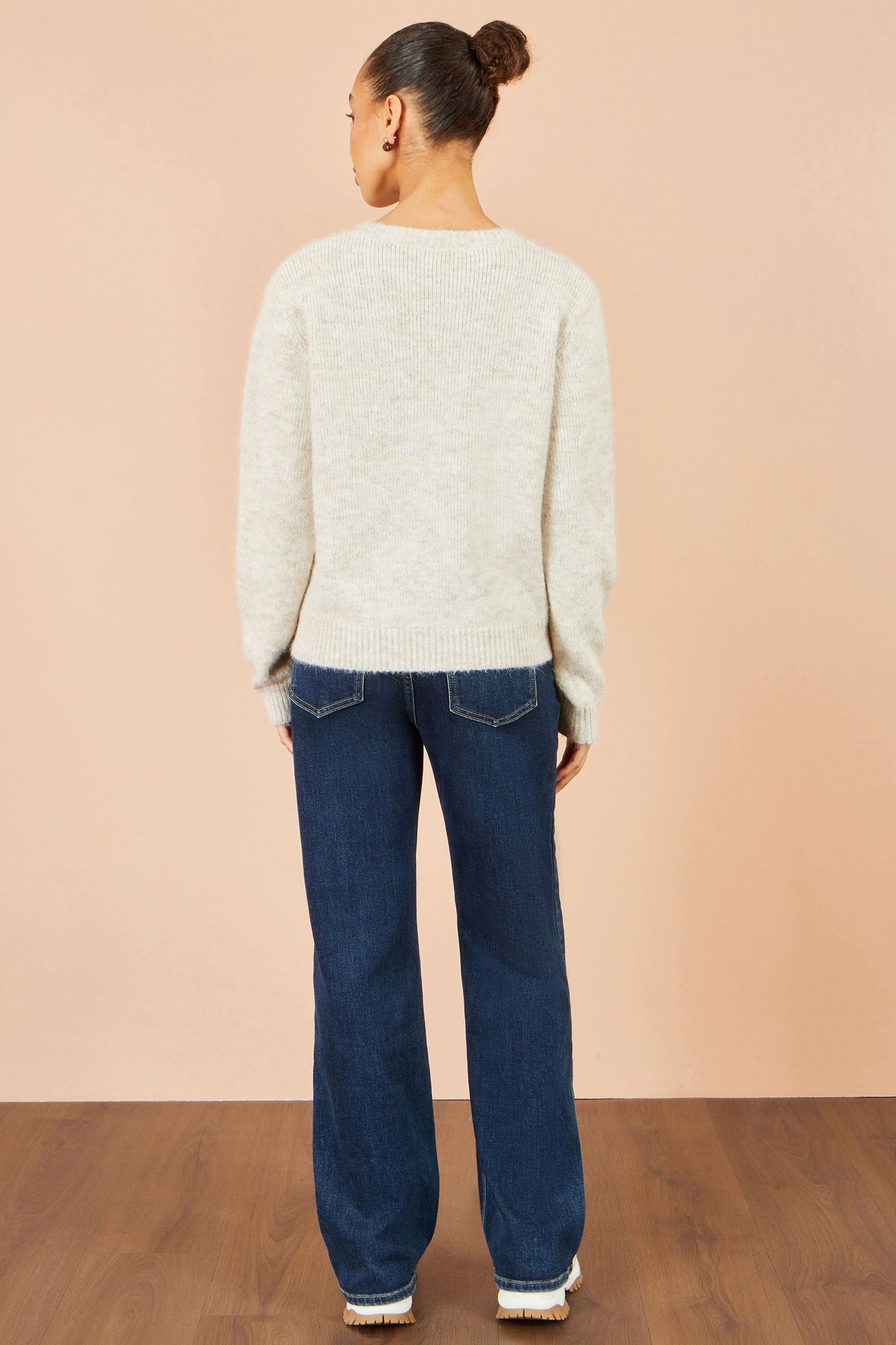 Yumi Ivory Patch Floral Embroidered Relaxed Jumper – product image 5 of 6