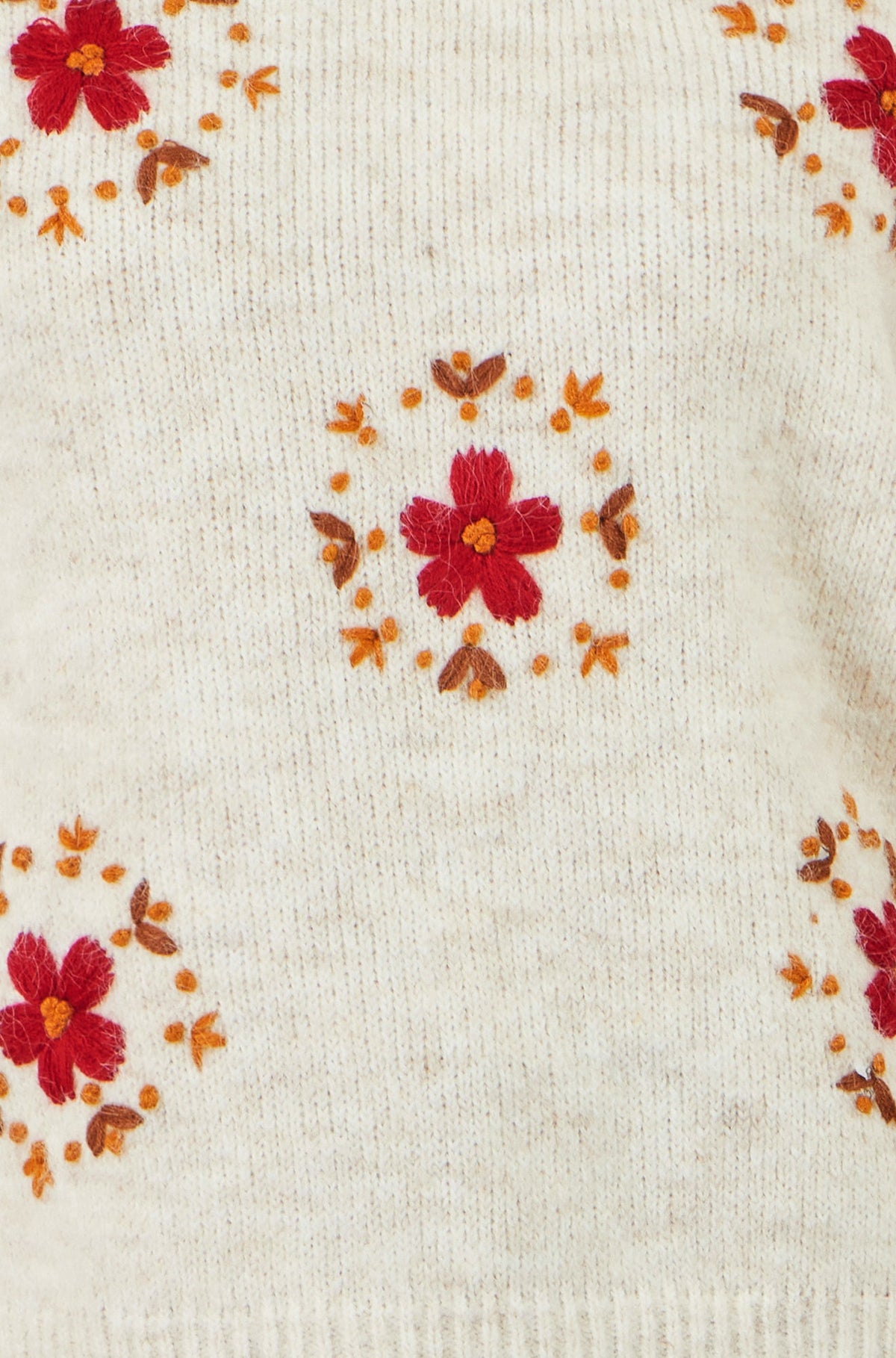 Yumi Ivory Patch Floral Embroidered Relaxed Jumper – product image 6 of 6