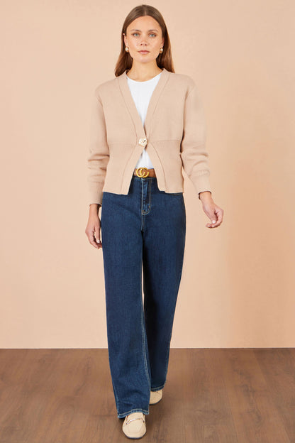 Yumi Beige Knitted Button Cardigan – product image 2 of 5