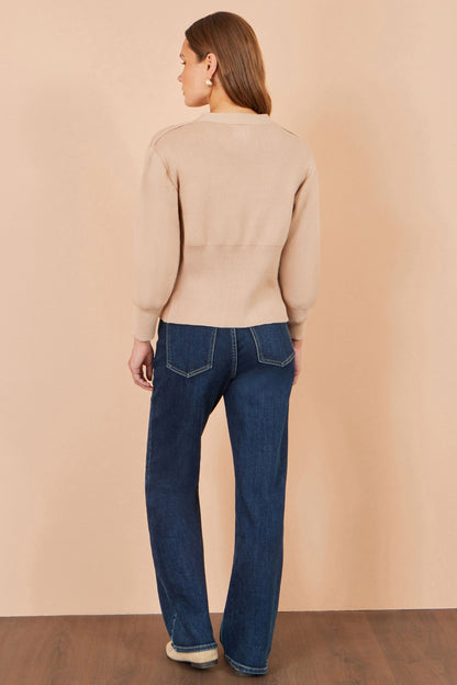 Yumi Beige Knitted Button Cardigan – product image 4 of 5