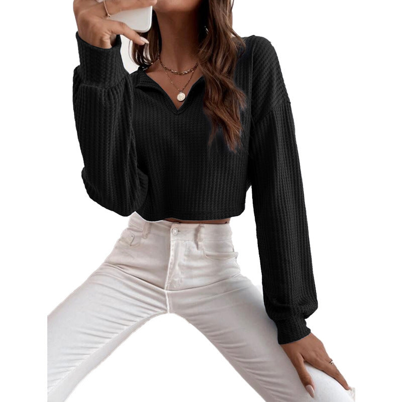 Women's V-Neck Cropped Long-Sleeve Top – product image 3