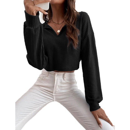 Women's V-Neck Cropped Long-Sleeve Top – product image 3