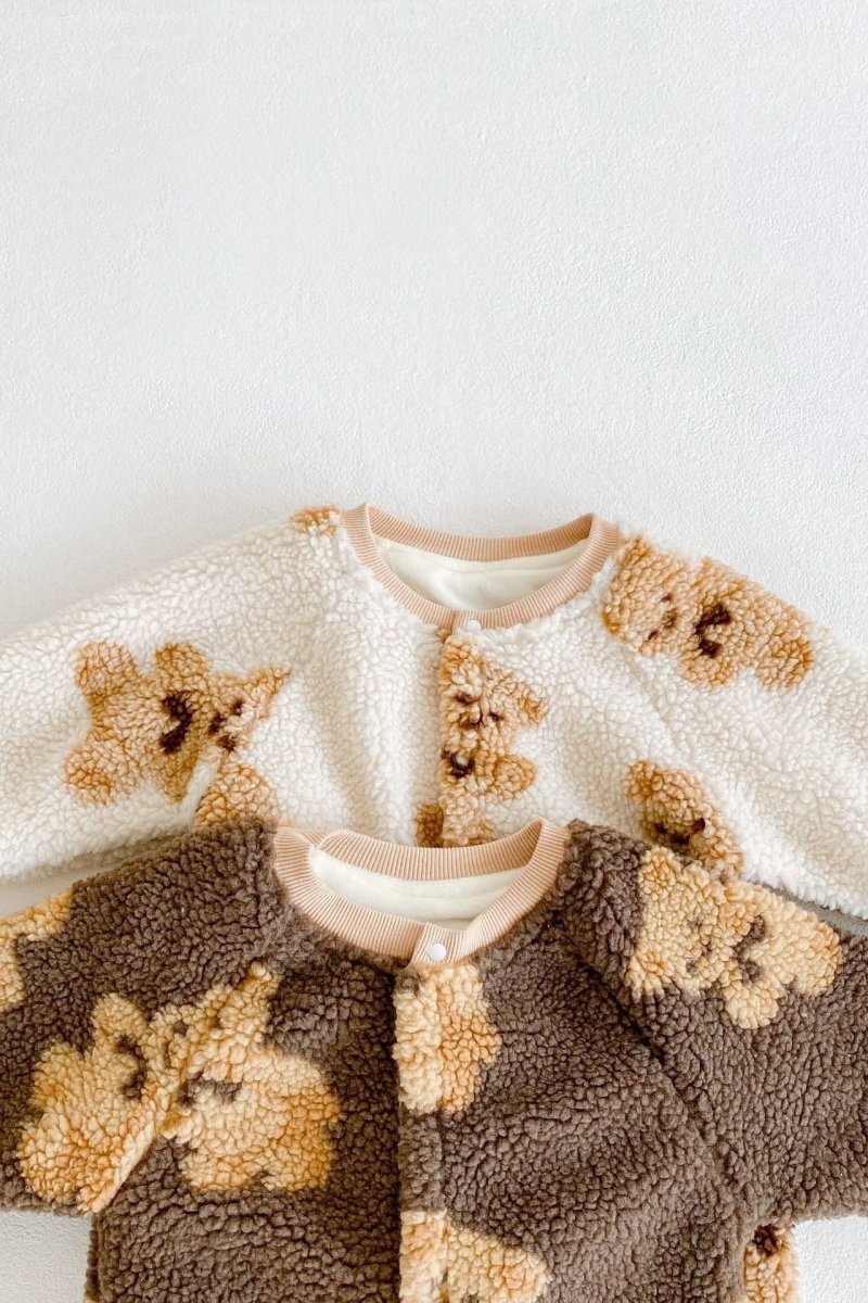 Bear Fleece Romper Cream or Brown – product image 6 of 9
