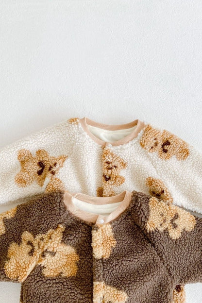 Bear Fleece Romper Cream or Brown – product image 6 of 9