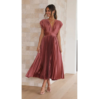 Women's Sleeveless V-Neck Pleated Dress – product image 7