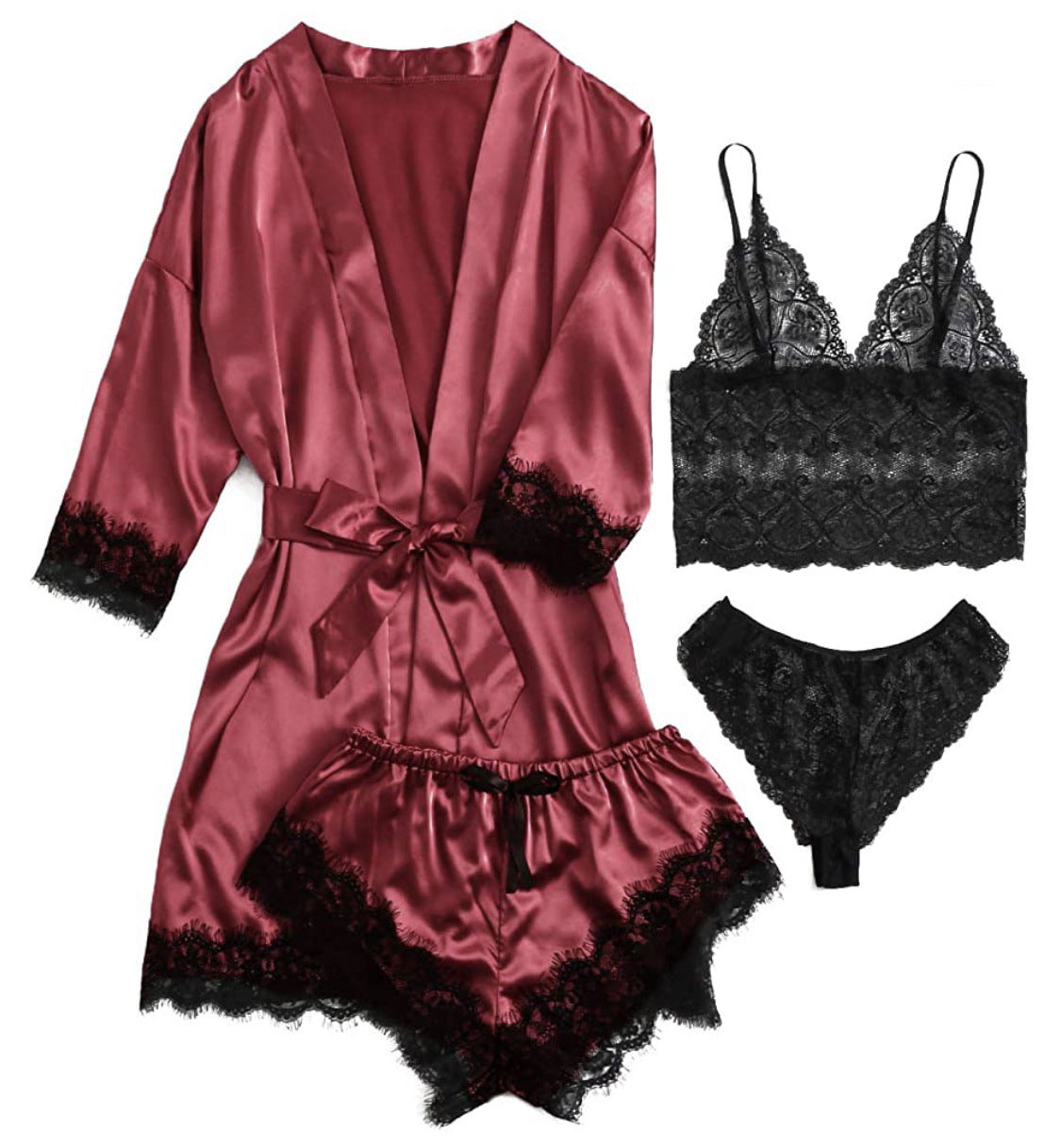 European And American Ladies Pajamas Four-piece Set – product image 10