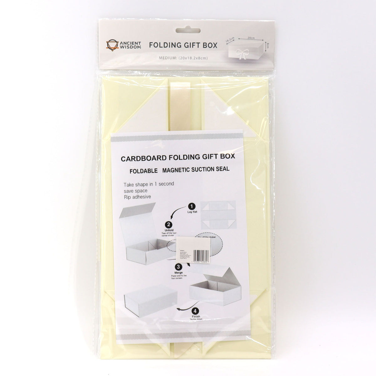 Flat Pack Gift Box - Medium Square (20x18.2x8cm) - Ivory – product image 1 of 5