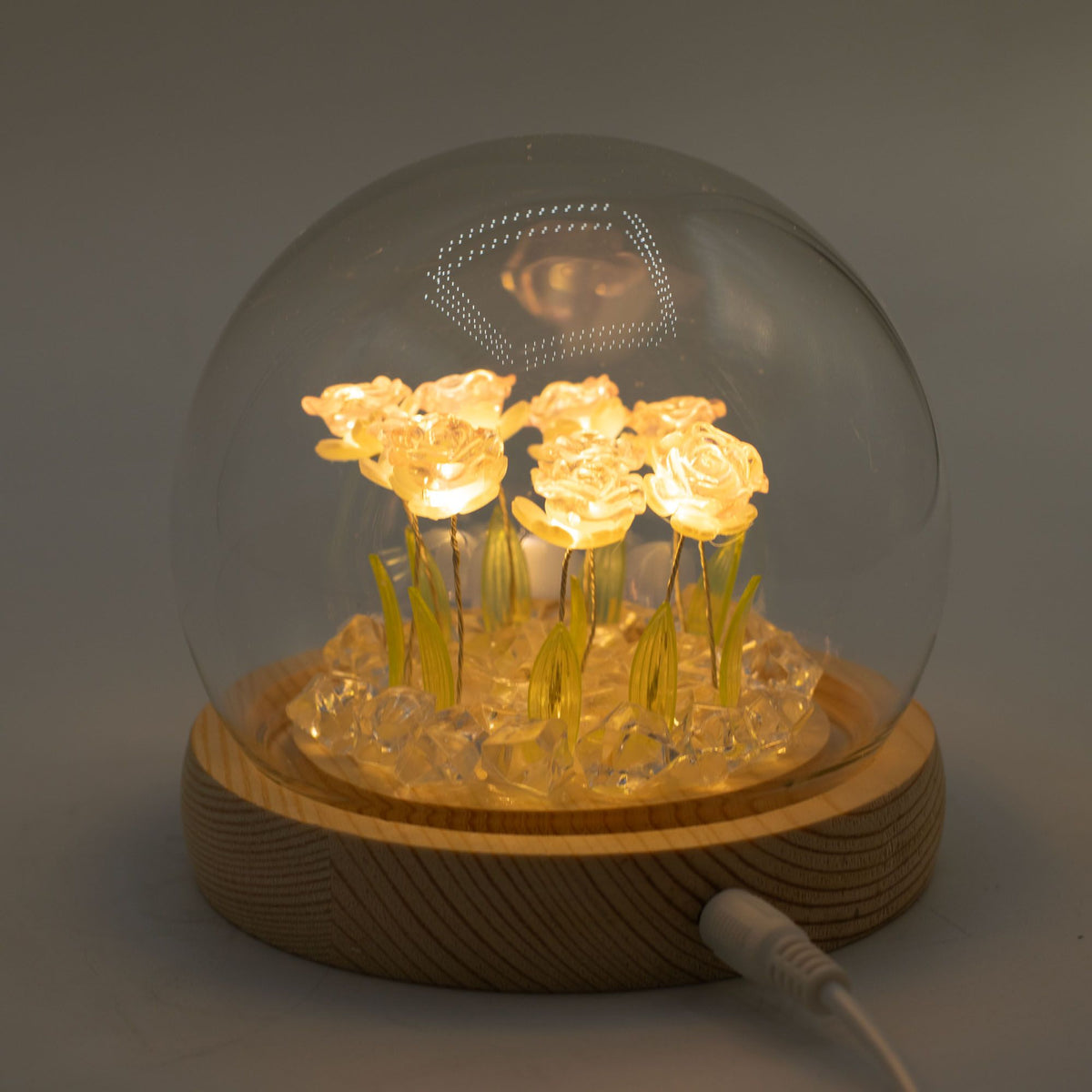 Floral Glow Garden Dome - 10 Pink Roses - LED USB – product image 5 of 7