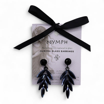 Jet Black - Vintage Glass - Long Drop - Earrings – product image 4 of 6