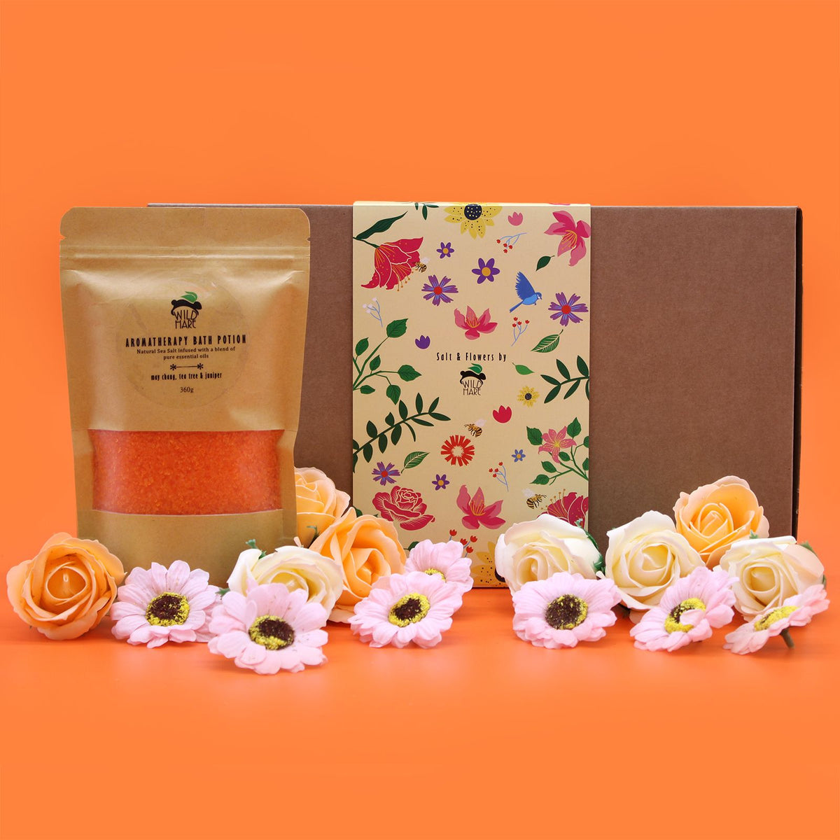 Salt Soak & Soap Flower Gift Set - May Chang, Tea Tree & Juniper – product image 1 of 7
