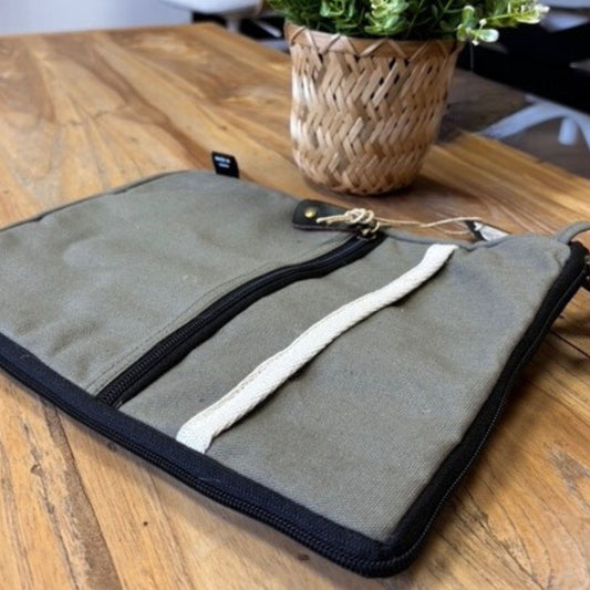 Canvas Large Laptop Pouch - Olive – product image 2 of 6