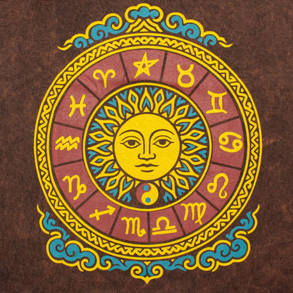 Nomad Sari Stonewashed Cotton T-Shirt - Sun & Zodiac - Brown - Medium – product image 3 of 7