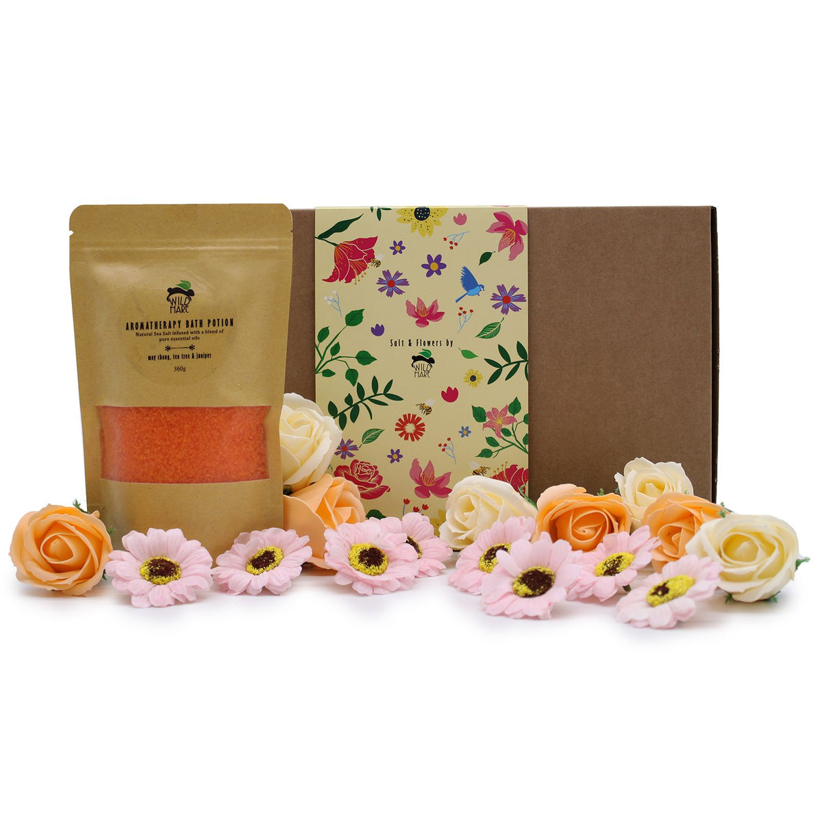 Salt Soak & Soap Flower Gift Set - May Chang, Tea Tree & Juniper – product image 3 of 7
