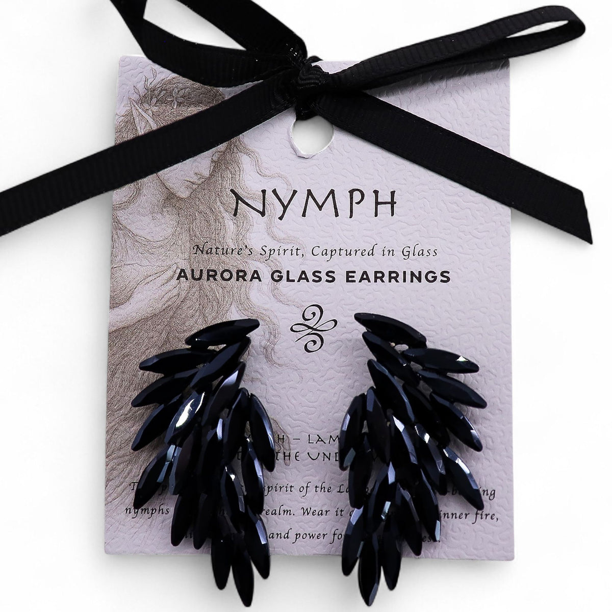 Jet Black - Vintage Glass - Angel Wings - Earrings – product image 6 of 7