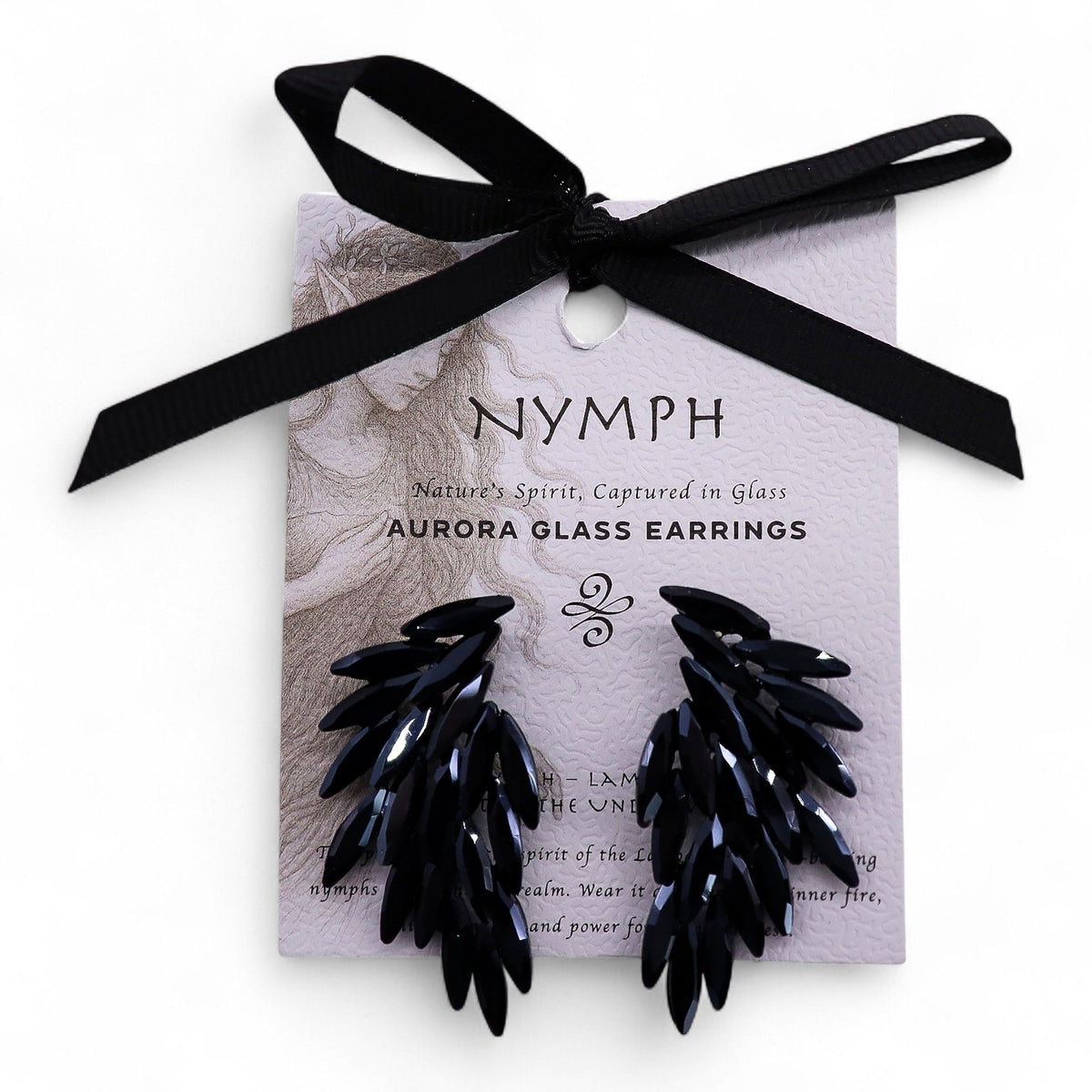 Jet Black - Vintage Glass - Angel Wings - Earrings – product image 7 of 7