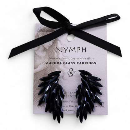 Jet Black - Vintage Glass - Angel Wings - Earrings – product image 7 of 7