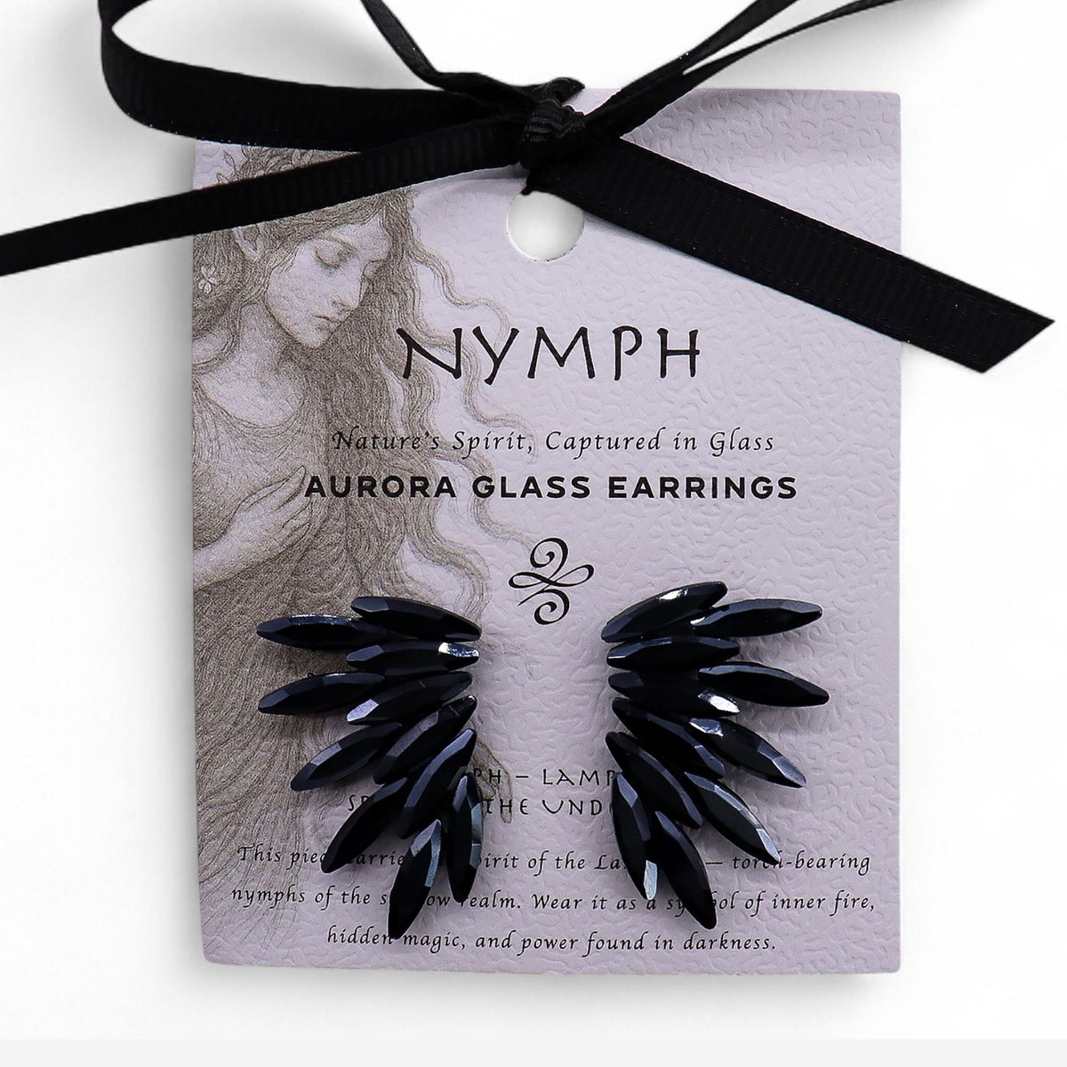 Jet Black - Vintage Glass - Fairies - Earrings – product image 6 of 7