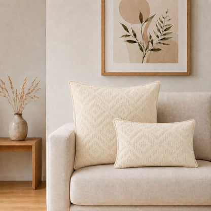 Classic Cushion Cover - Neutral Geo Creme - 60 x 60cm - Jumbo Style