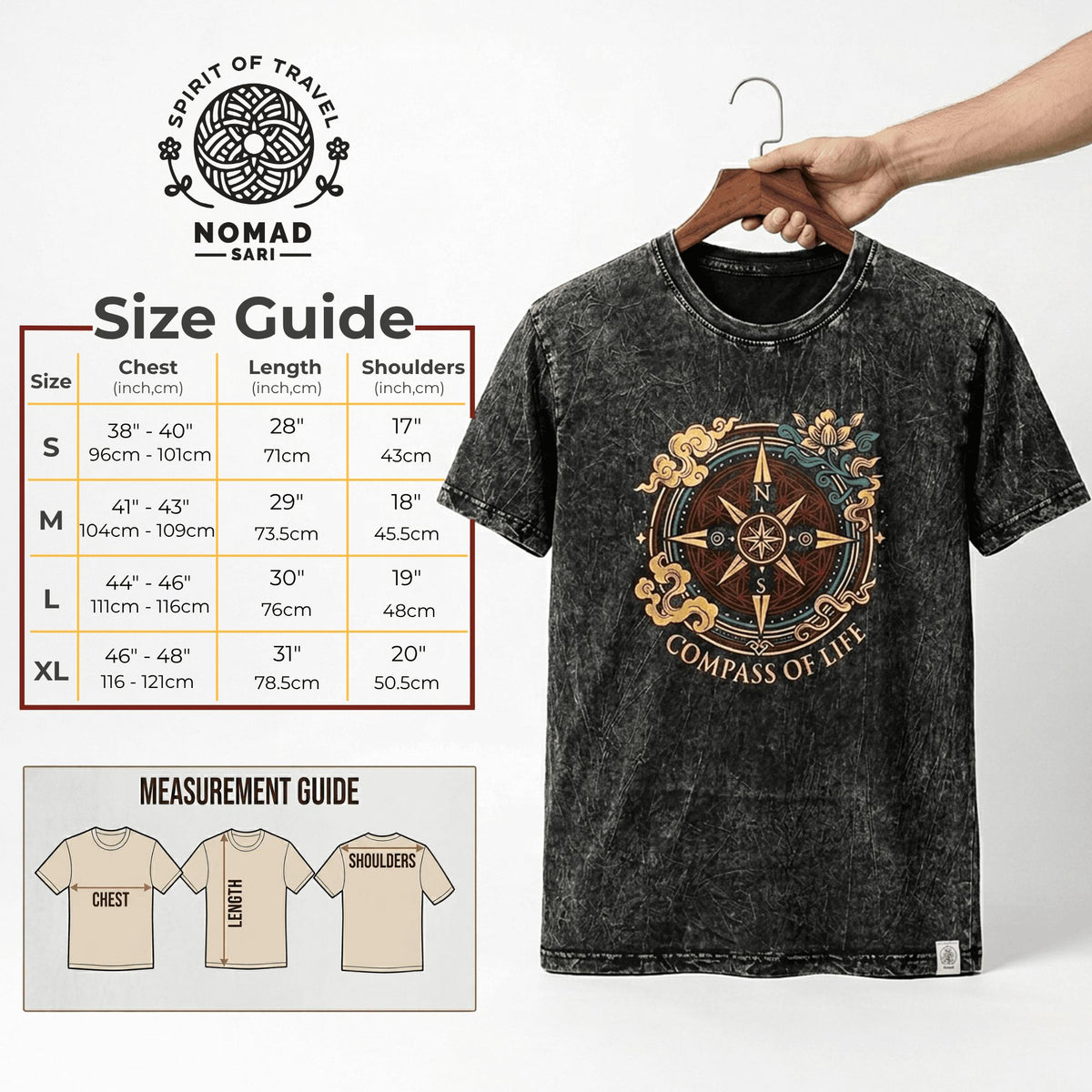Nomad Sari Stonewashed Cotton T-Shirt - Tree of Life - Green - Medium – product image 7 of 8
