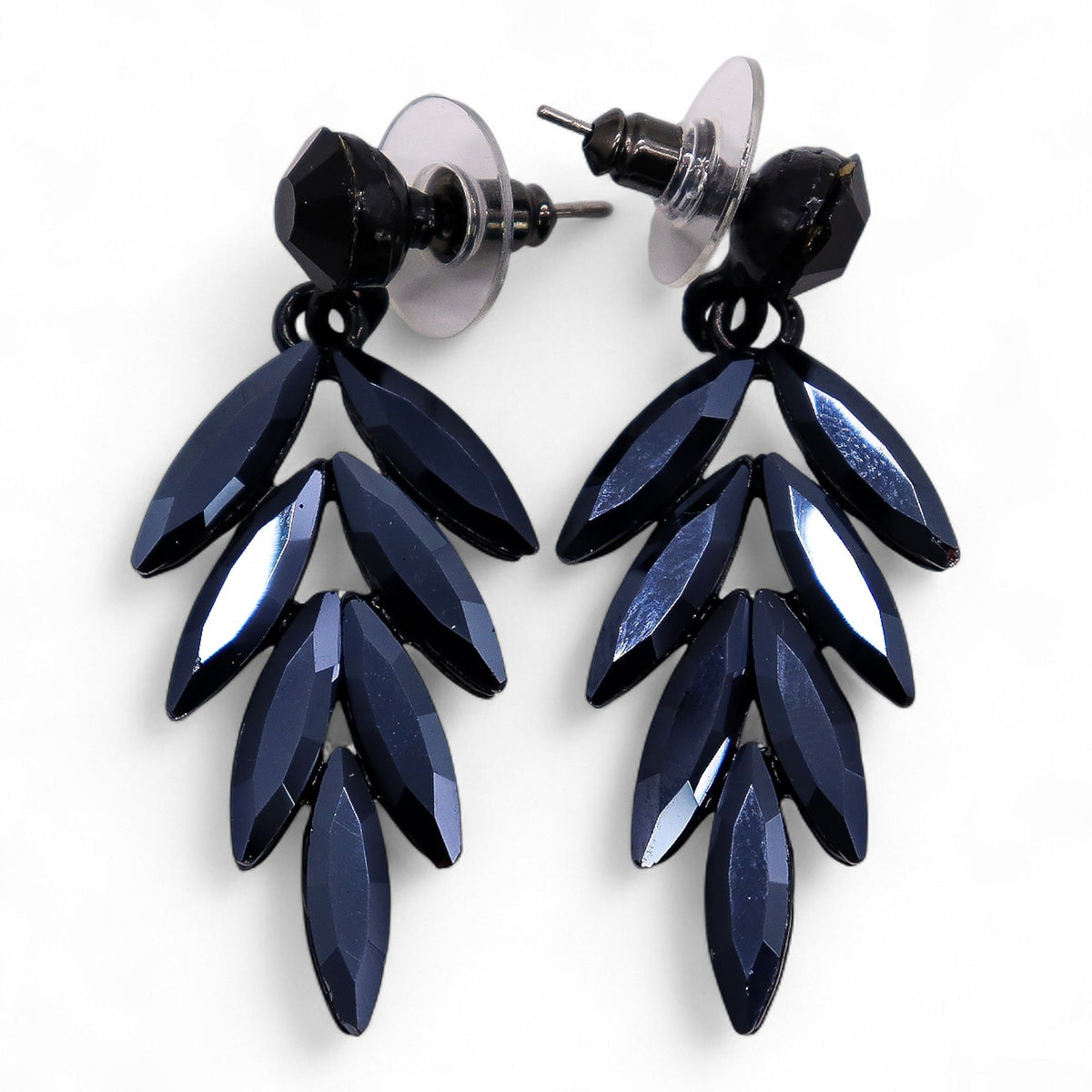 Jet Black - Vintage Glass - Long Drop - Earrings – product image 1 of 6