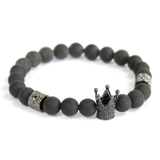 Crystal Crown / Black Agate - Gemstone Bracelet – product image 1 of 4
