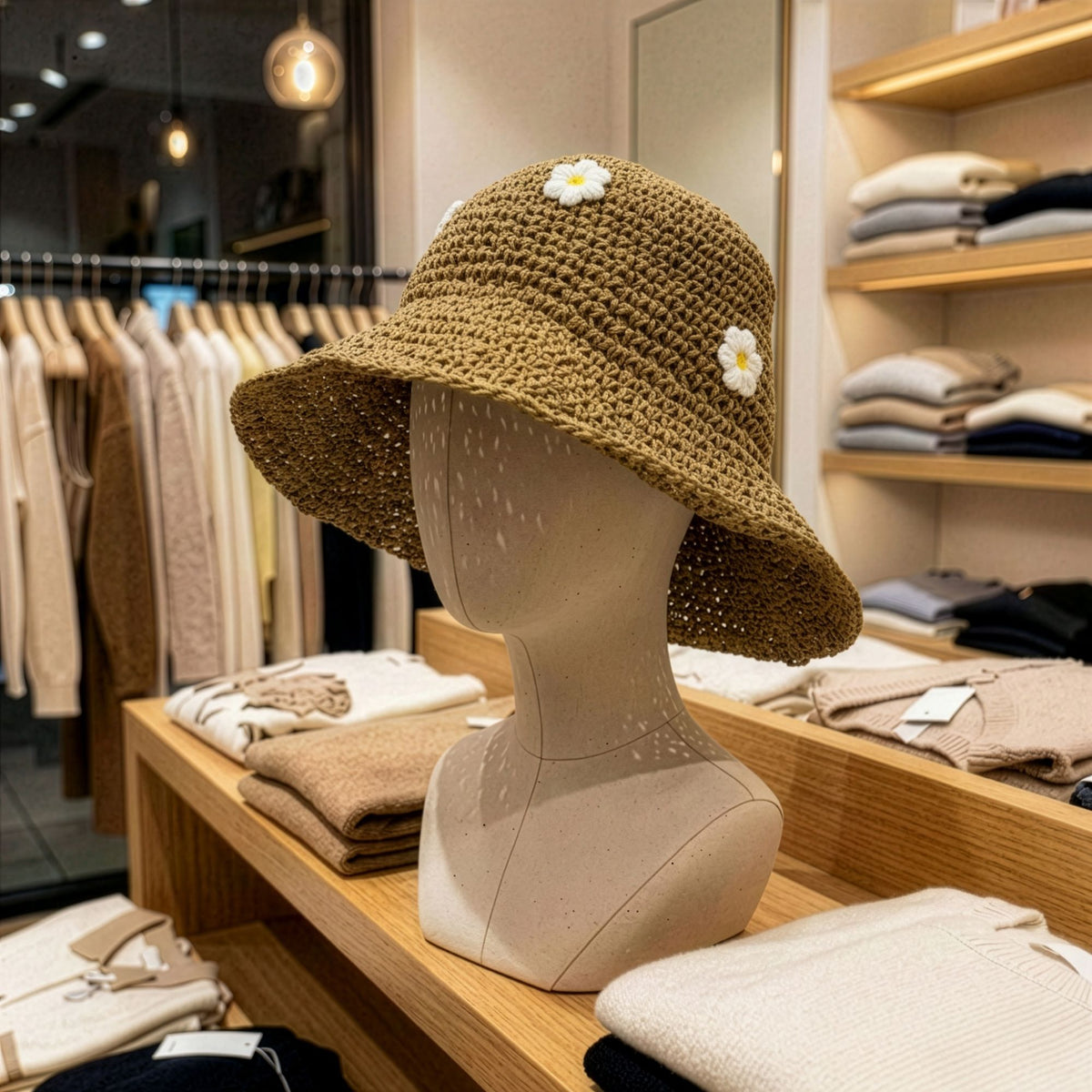 Nomad Sari Floppy Straw Sun Hat - Coffee & Daisies – product image 6 of 7