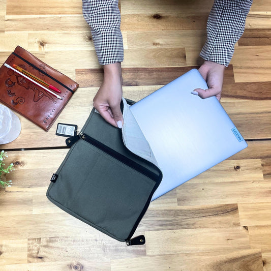 Canvas Travel Laptop Pouch - Olive – product image 1 of 7
