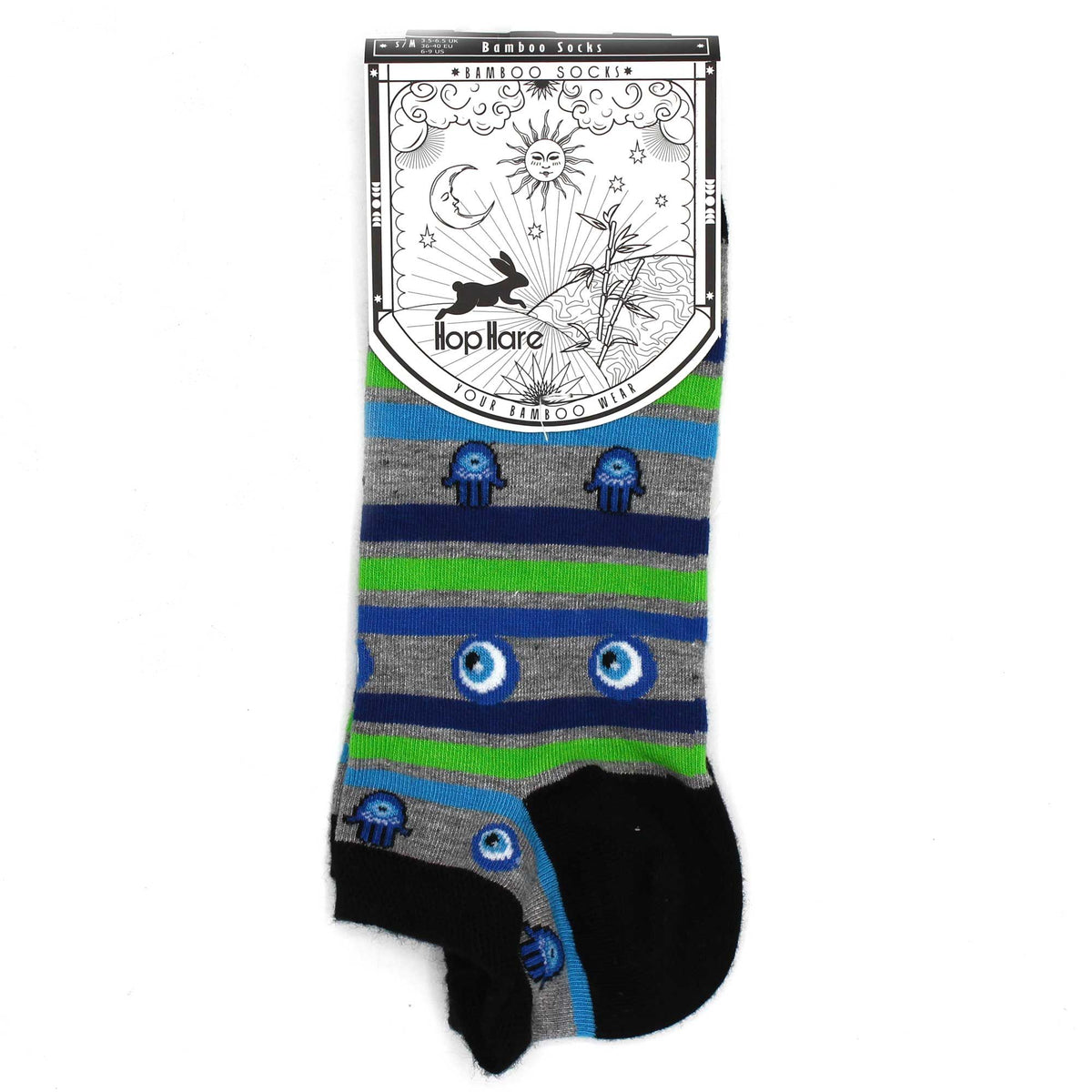 S/M Hop Hare Bamboo Socks Low (3.5-6.5) - Evil Eye & Hamsa – product image 4 of 4