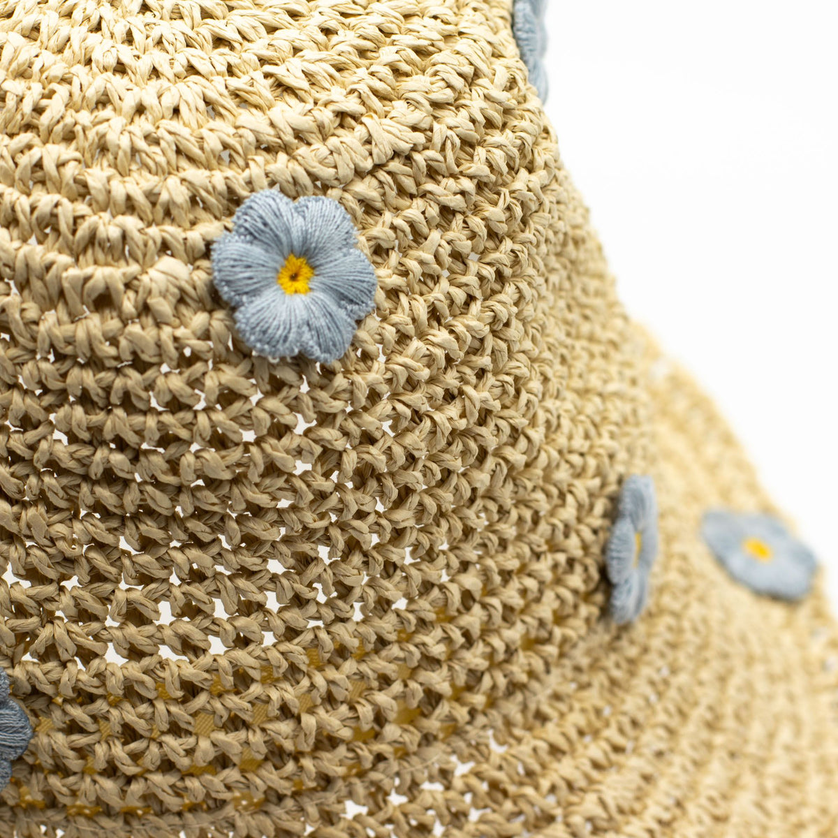 Nomad Sari Floppy Straw Sun Hat - Beige & Blue Flowers – product image 3 of 7