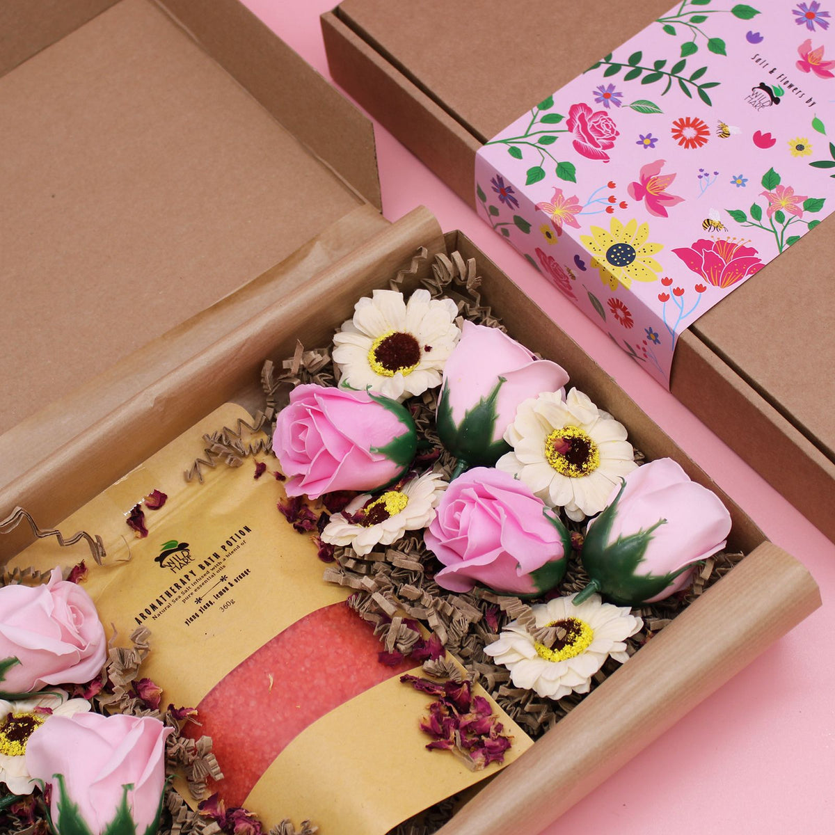 Salt Soak & Soap Flower Gift Set - Ylang Ylang, Lemon & Orange – product image 8 of 9