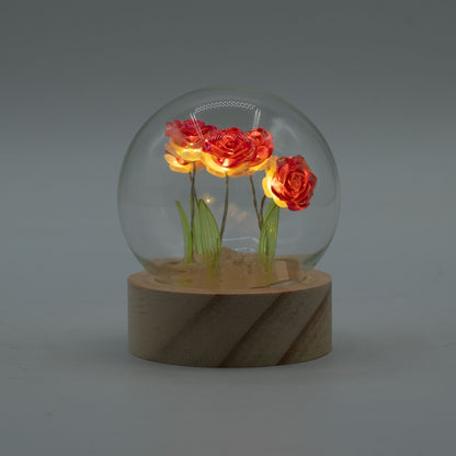 Floral Glow Garden Dome - 5 Red Roses - LED Battery – product image 3 of 5