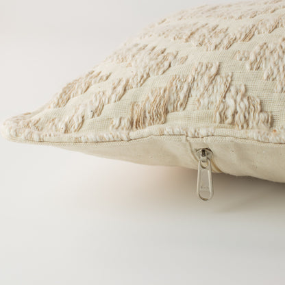 Classic Cushion Cover - Neutral Geo Creme - 30 x 50cm - Lumbar Style