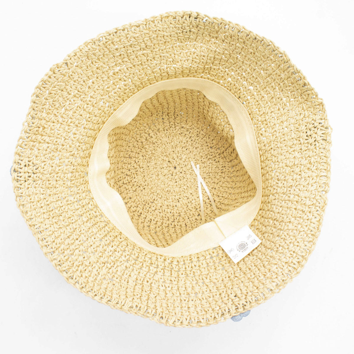 Nomad Sari Floppy Straw Sun Hat - Beige & Blue Flowers – product image 7 of 7