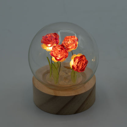 Floral Glow Garden Dome - 5 Red Roses - LED Battery – product image 4 of 5