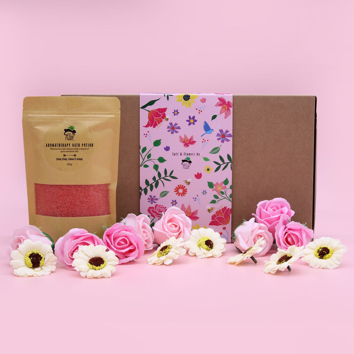 Salt Soak & Soap Flower Gift Set - Ylang Ylang, Lemon & Orange – product image 6 of 9
