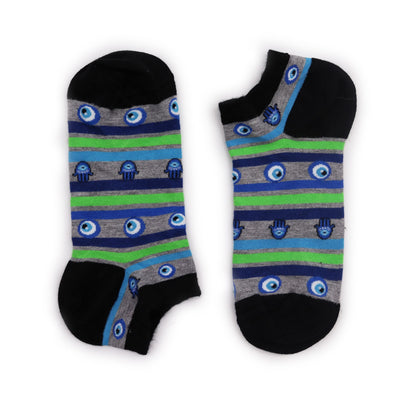 S/M Hop Hare Bamboo Socks Low (3.5-6.5) - Evil Eye & Hamsa – product image 1 of 4