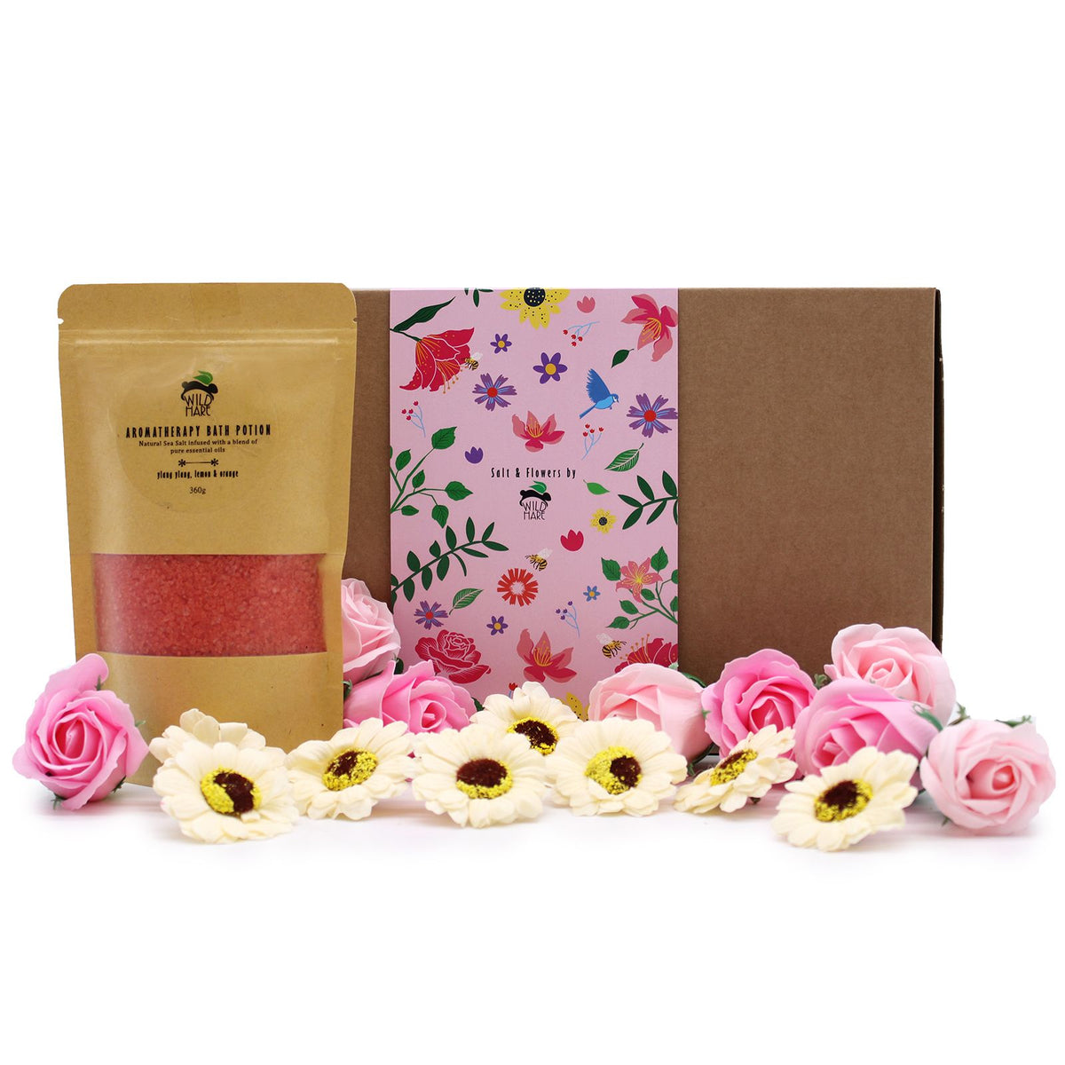 Salt Soak & Soap Flower Gift Set - Ylang Ylang, Lemon & Orange – product image 4 of 9